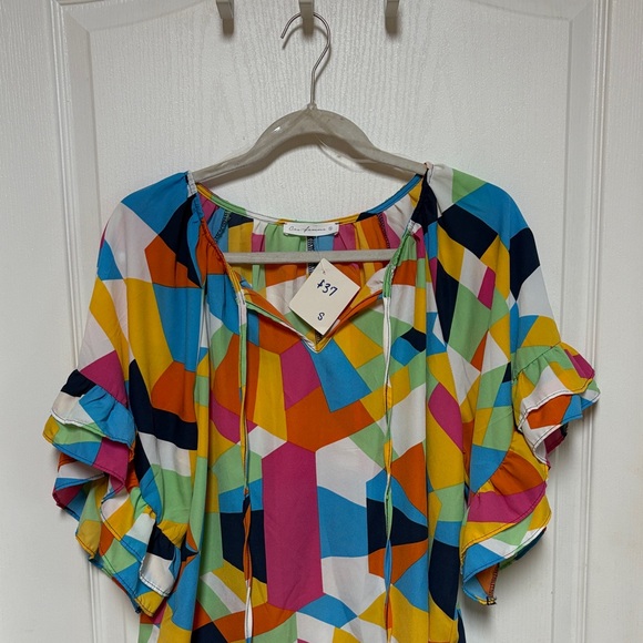 Ces Femme Multicolor Geometric Blouse - Picture 1 of 6
